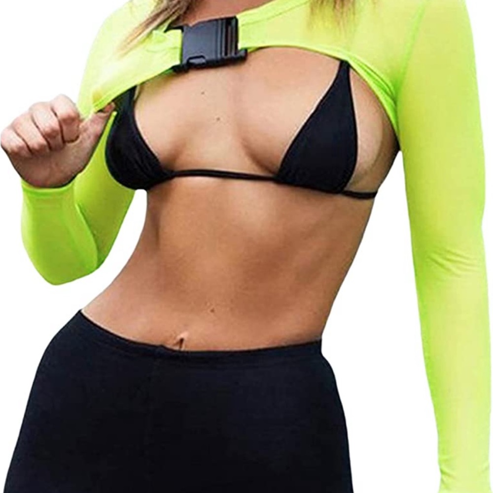 Sheer mesh neon green crop top
